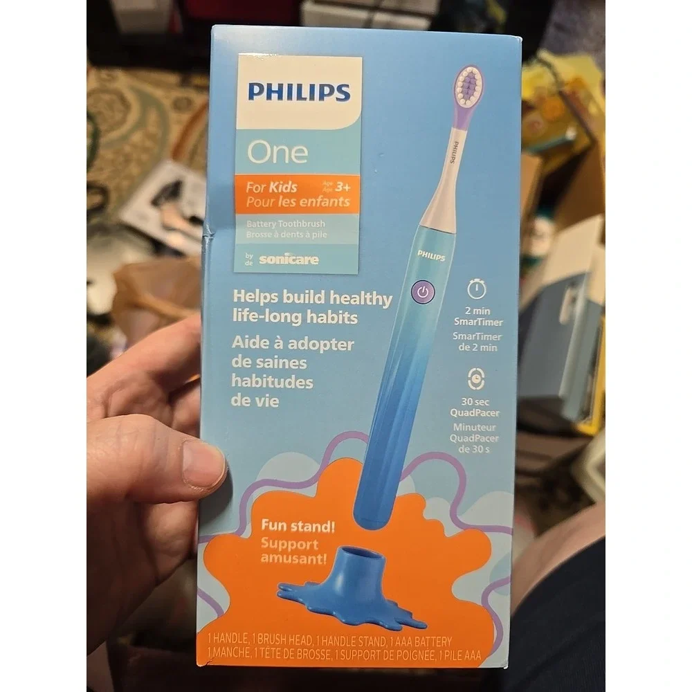 Philips One by Sonicare Kids Battery Toothbrush for Ages 3+, Blue Sealed